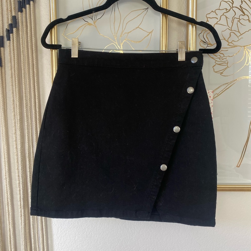 Free people black jean skirt with buttons
